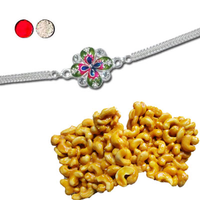 "Rakhi - SIL-6230 A (Single Rakhi), 250gms of KajuPakam Sweet - Click here to View more details about this Product